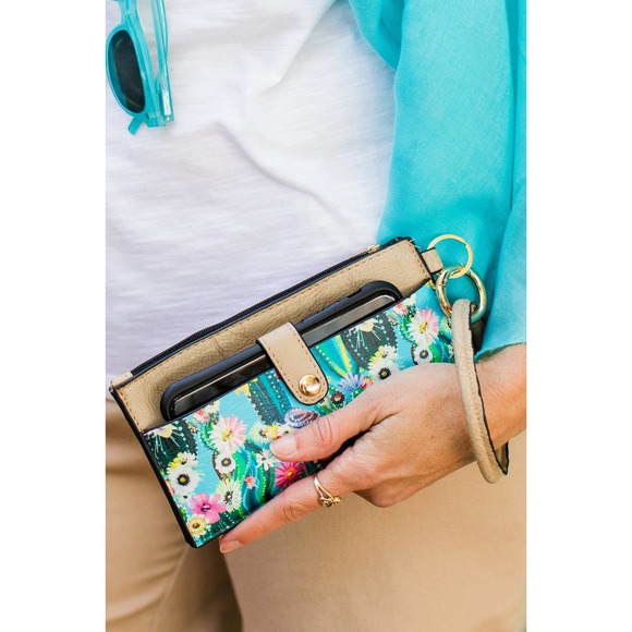 NWT!! Bangle Wristlet - Cactus & Floral in Tan - Picture 7 of 8